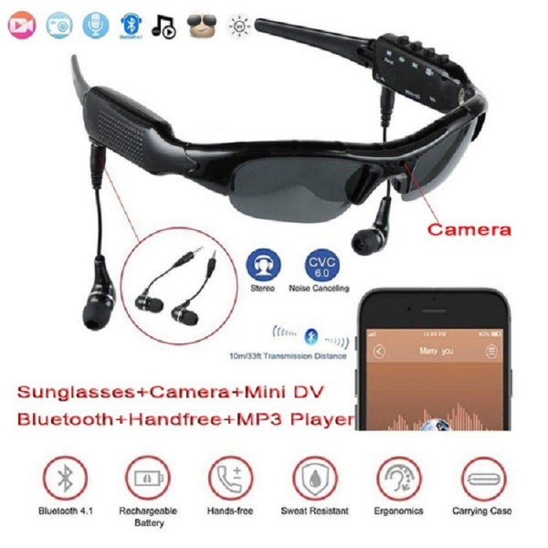Outdoor 1080P Glasses Camera MP3 Sport Camera Glasses DV Recorder Mini Sunglasses Camera With headset 
