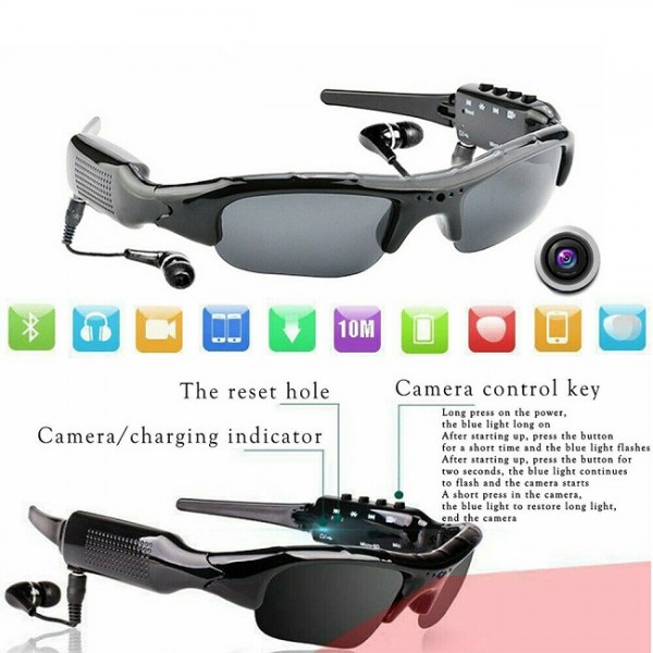 Outdoor 1080P Glasses Camera MP3 Sport Camera Glasses DV Recorder Mini Sunglasses Camera With headset 