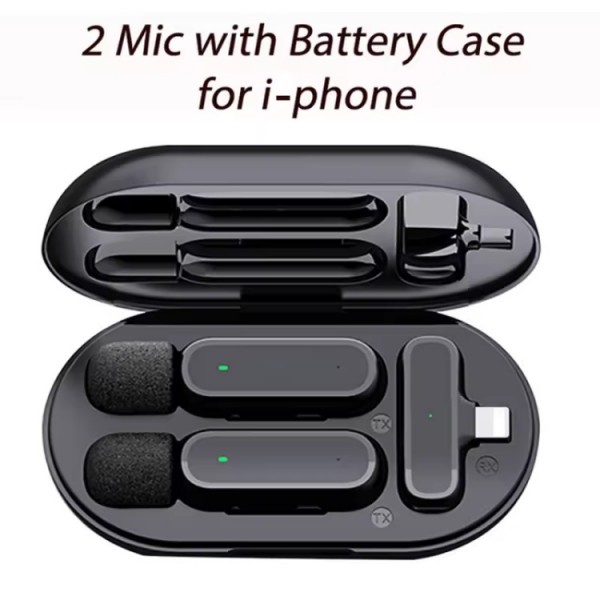 Portable Power Bank Fast Charging Wireless Mini Dual Collar Clip Microphone Video Recording Charging Case Microphone