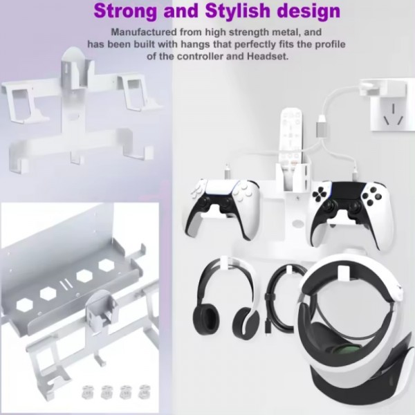 P5 Gamepad Controller Holder Headset Hanger Handle Stander Storage Bracket Wall Mount Stand Rack With Charging Cable