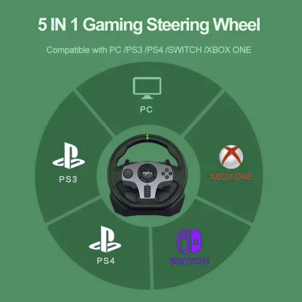 V9 Vibration Gaming Racing Wheel Set 900 Degree Racing Steering Wheel With Pedal And Gear Stick For Pc Ps4 Xbox Switch