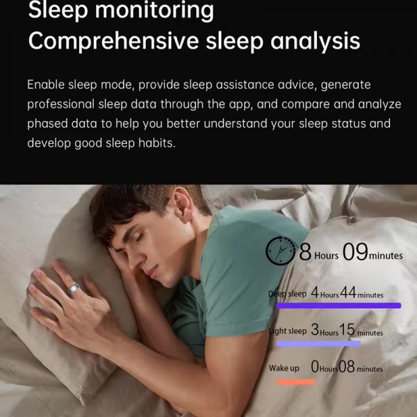 Waterproof Smart Rings Health Sleep Monitor Fitness Tracker Heart Rate Blood Oxygen Blood Pressure Test Smart Finger Ring