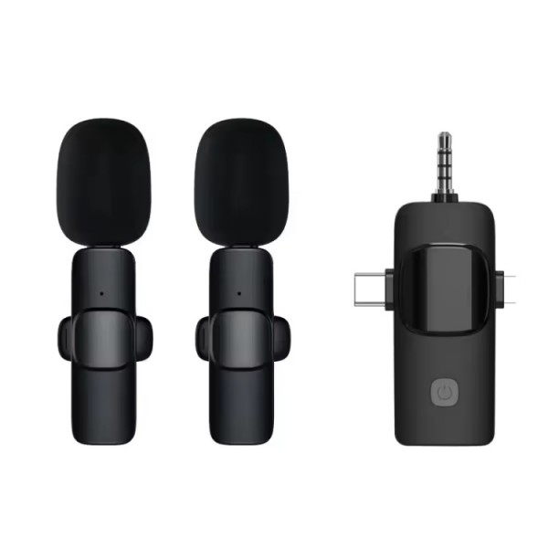 Wireless Lavalier Noise Cancelling Microphone Clip Portable Audio Player Live charging Recording Mini Microphone