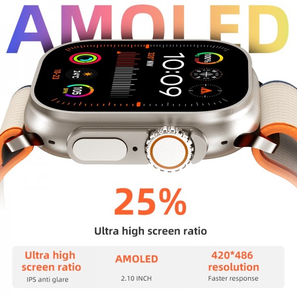 Ultra Sports Smart Watch Big Screen Dynamic Island Gesture Answering Function Voice Calling Gps Tracker Health Smartwatch